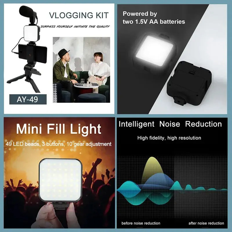 AY49 Smartphone Vlogging Kit W - Youtube Phone Accessories ulasan dan harga